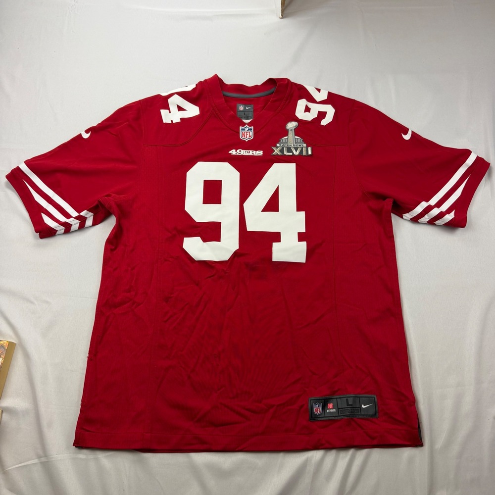 Nike San Francisco 49ers Jersey Mens L Red Justin Smith 94 Super Bowl XLVII READ